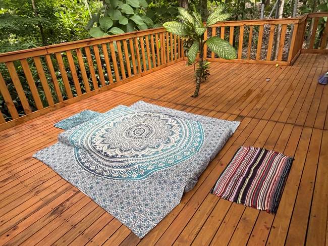 Meditation space on the deck